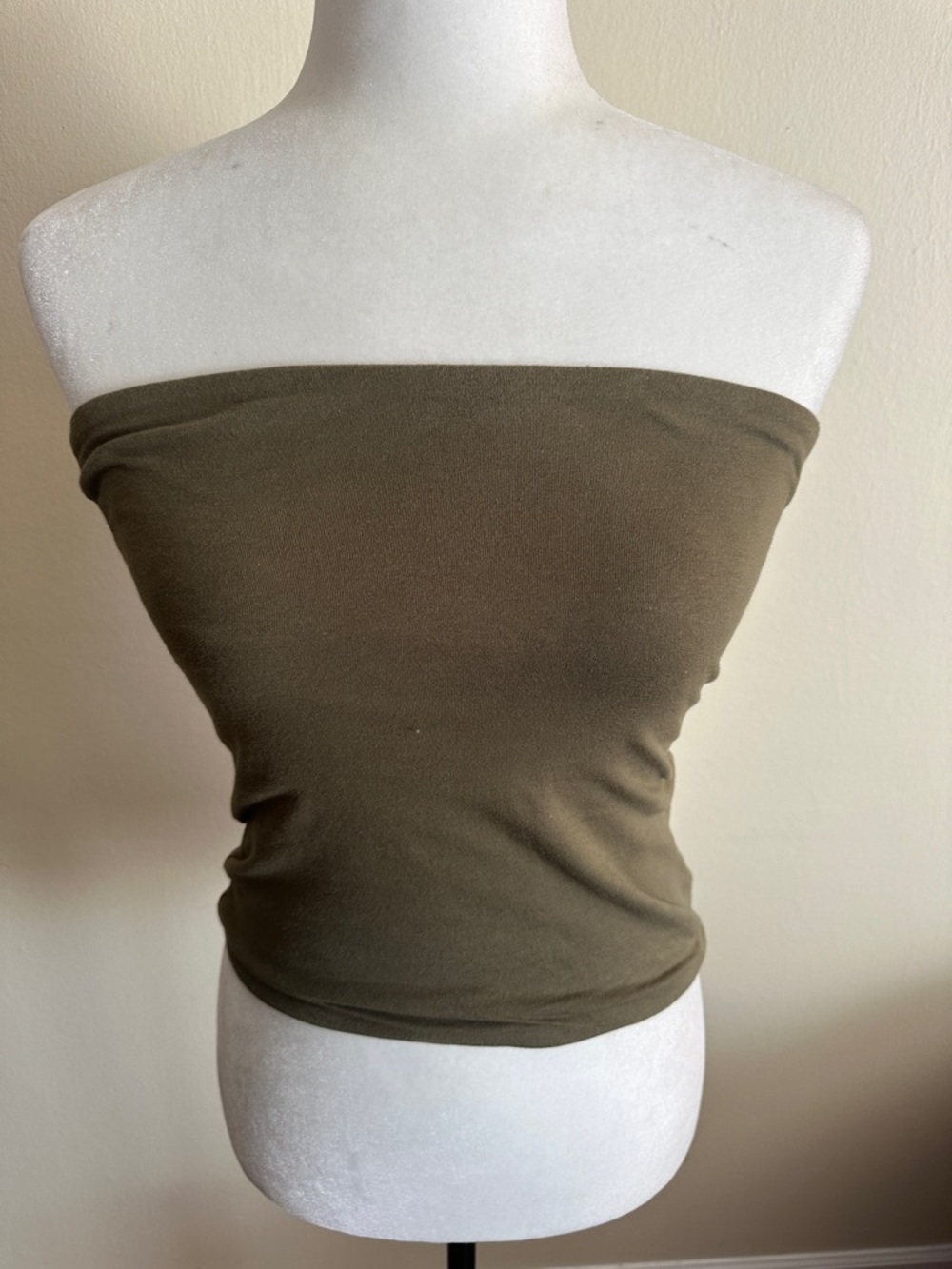 Strapless Olive Tube Crop Top - Classic Fit